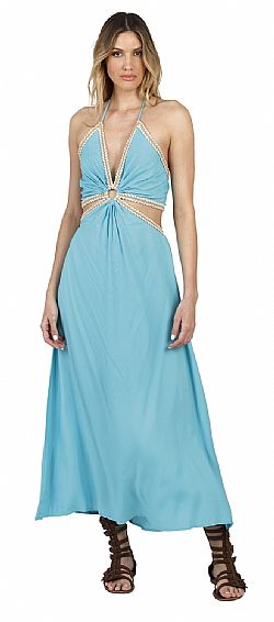 CROSS HALTER MAXI DRESS