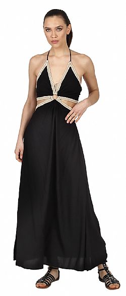 CROSS HALTER MAXI DRESS