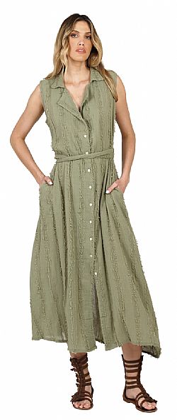 BUTTON FRONT MAXI DRESS