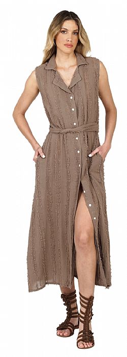 BUTTON FRONT MAXI DRESS