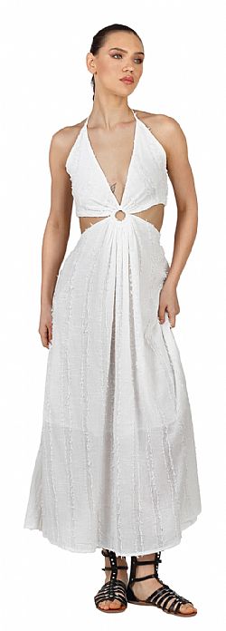 PLUNGE HALTER MAXI DRESS