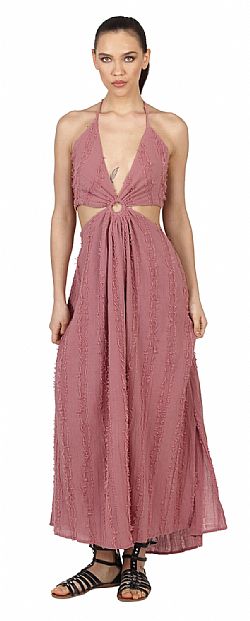PLUNGE HALTER MAXI DRESS
