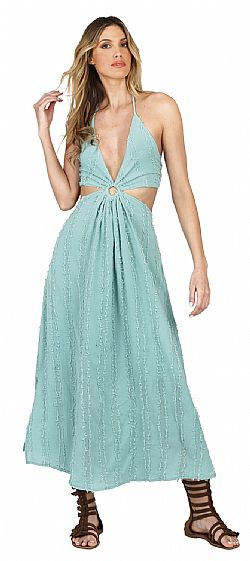 PLUNGE HALTER MAXI DRESS