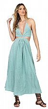 PLUNGE HALTER MAXI DRESS