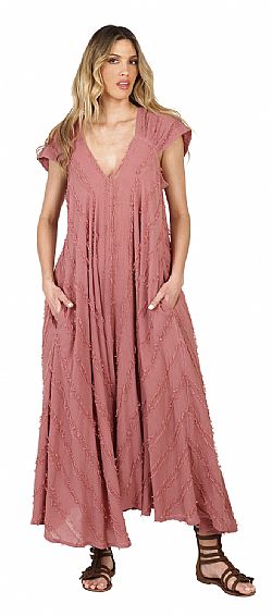 RELAXED V-NECK MAXI DRESS