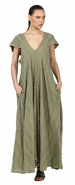 RELAXED V-NECK MAXI DRESS