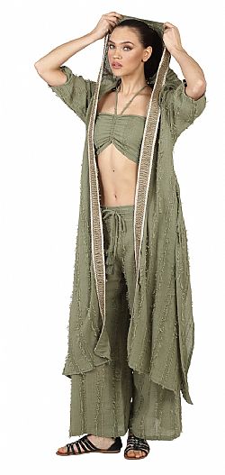 COTTON HOODED KIMONO