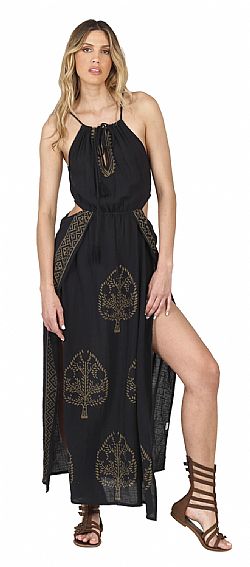 COTTON CUT-OUT MAXI DRESS