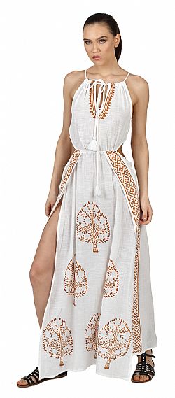COTTON CUT-OUT MAXI DRESS